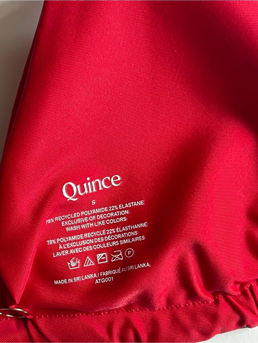 Quince NWT Red Italian Full Coverage Ring Triangle Bikini Top - Picture 6 of 7